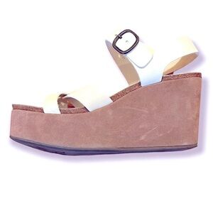 Pedro Garcia Platform Wedge Suede Leather Ankle Strap Sandal